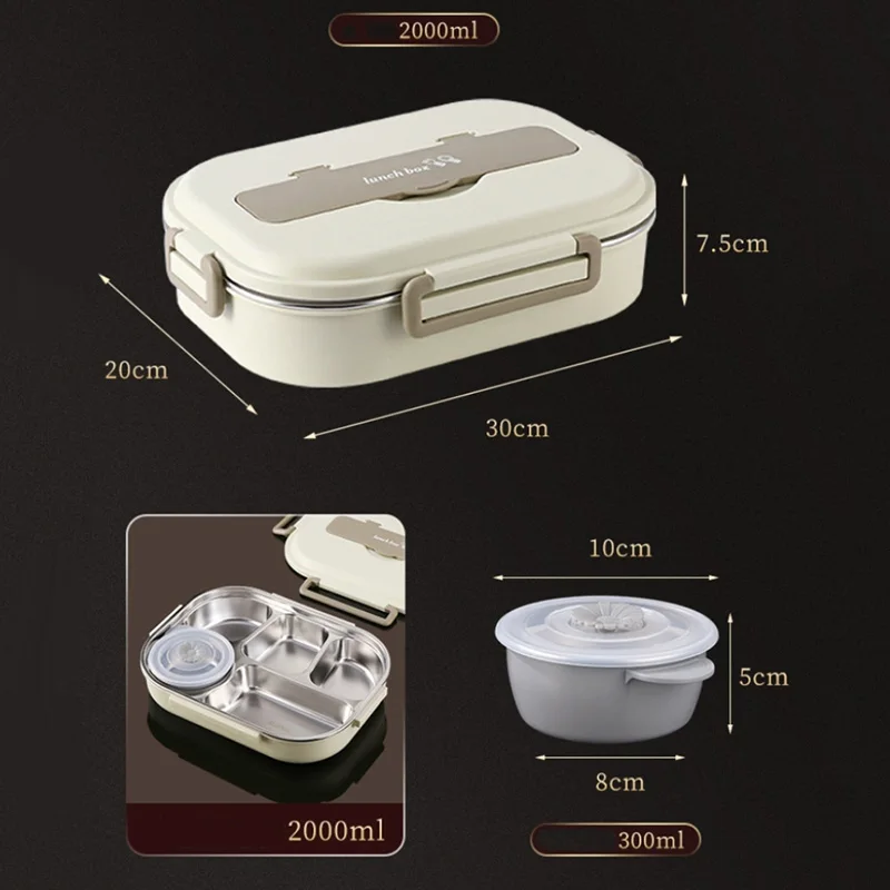 304 Stainless Steel Compartment insulated lunch box Students Office worker Sealed Bento Box microwave Heating food container