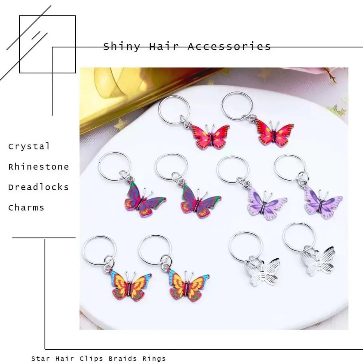 20개 실버 나비 진주 헤어 링 DIY 헤어 액세서리 쥬얼리 만들기 키트 세트