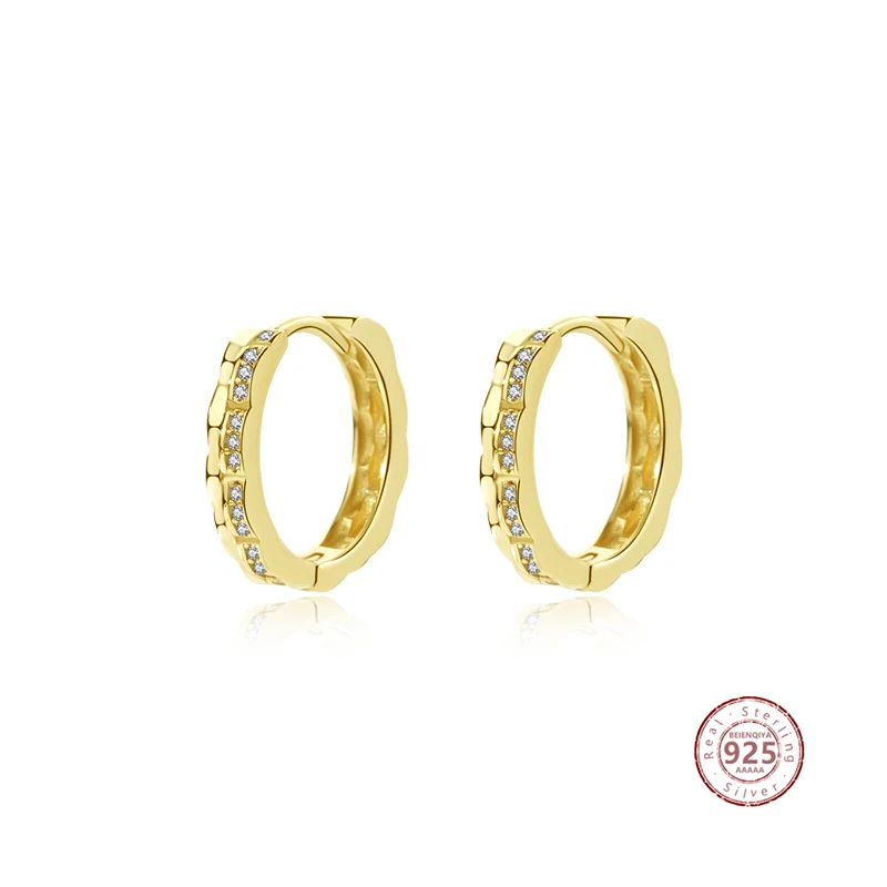 

925 Sterling Silver Micro Inlaid Cubic Zirconia Hoop Earrings For Women Fashion Geometric Circle Ear Buckle Wedding Jewelry