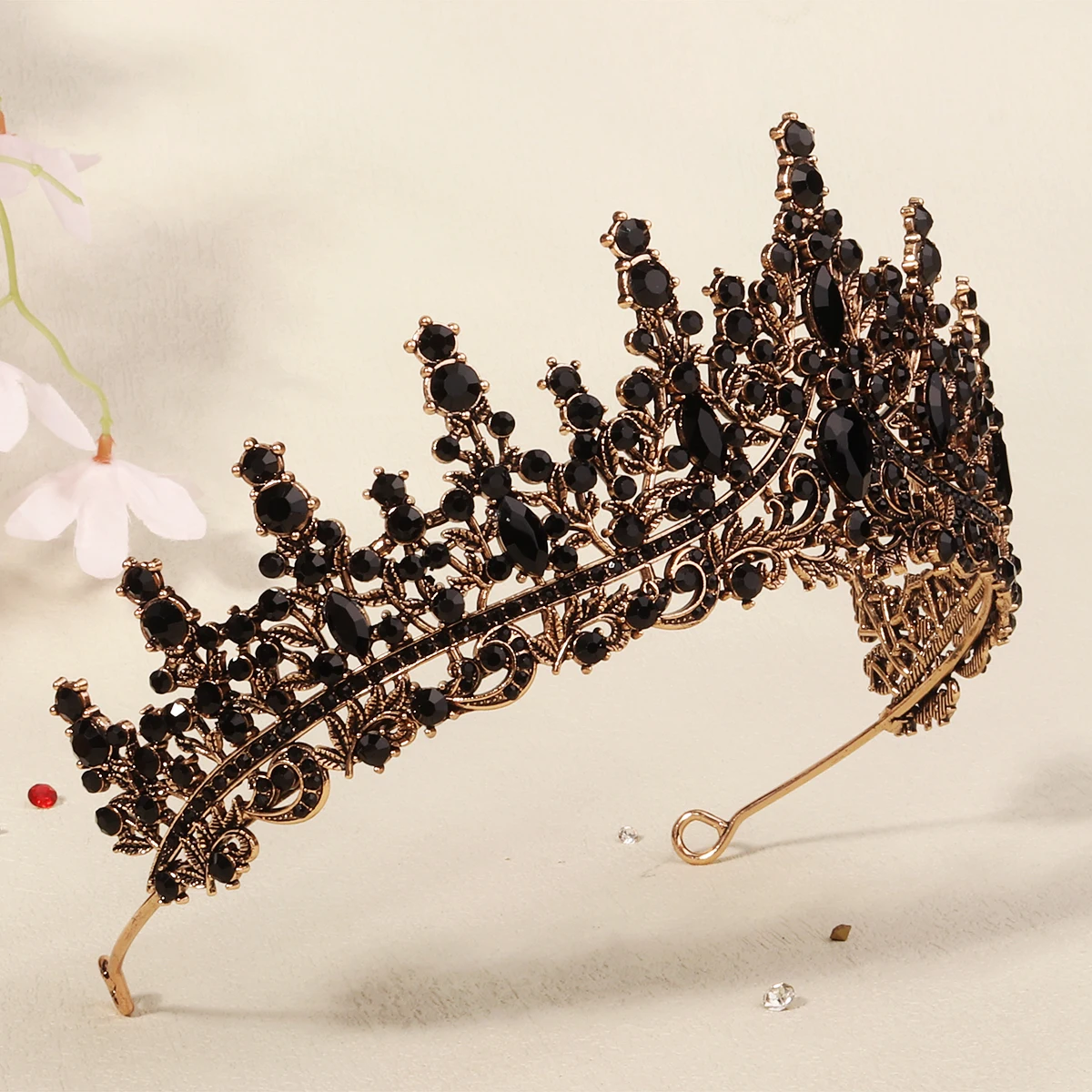 Barocke Vintage Gotische Kristallkrone und Tiara Hochzeits-Braut-Haaraccessoires für Frauen Strass-Kronen Hochzeitszubehör – Detail 11