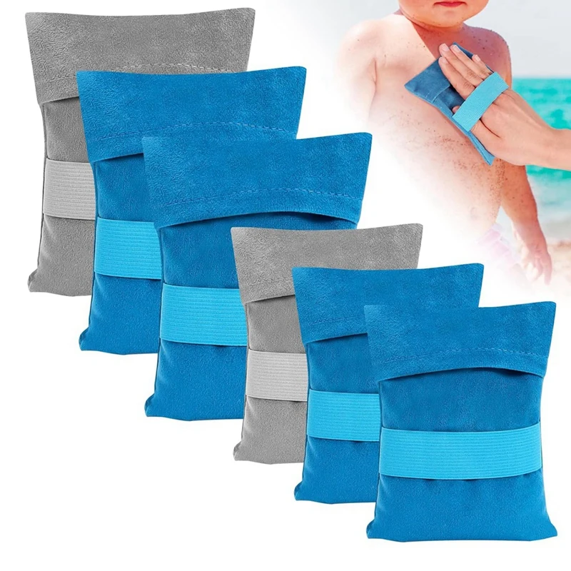 6 PCS Sand Remover For Beach,Sand Removal Bag,Sand Wipe Off Mitt Beach Sand Cleaner,Powder Pouches Sand Remover Beach 2