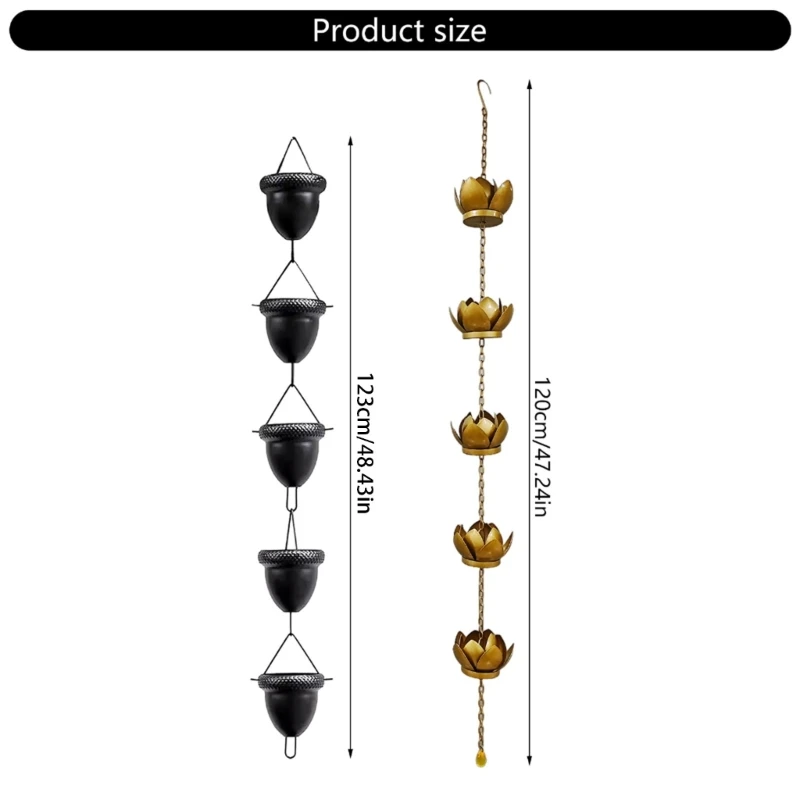 Rain Chain for Gutters Functional Replacement for Downspout Metal Rainwater