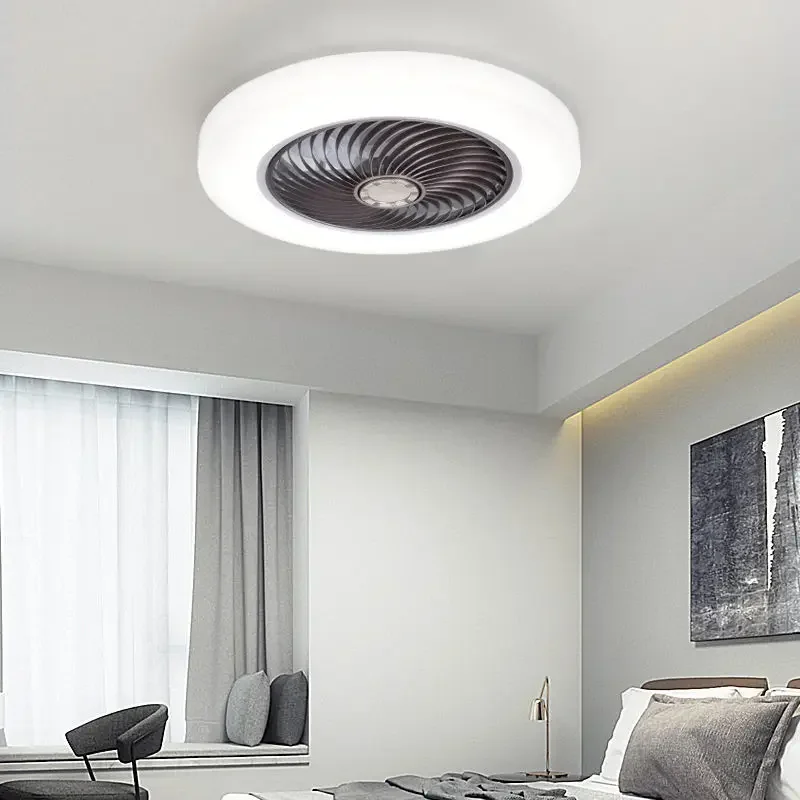 Smart Ceiling Fan Fans With Lights Remote Control Bedroom Decor Ventilator Lamp 52cm Air Invisible Blades Retractable Silent 6