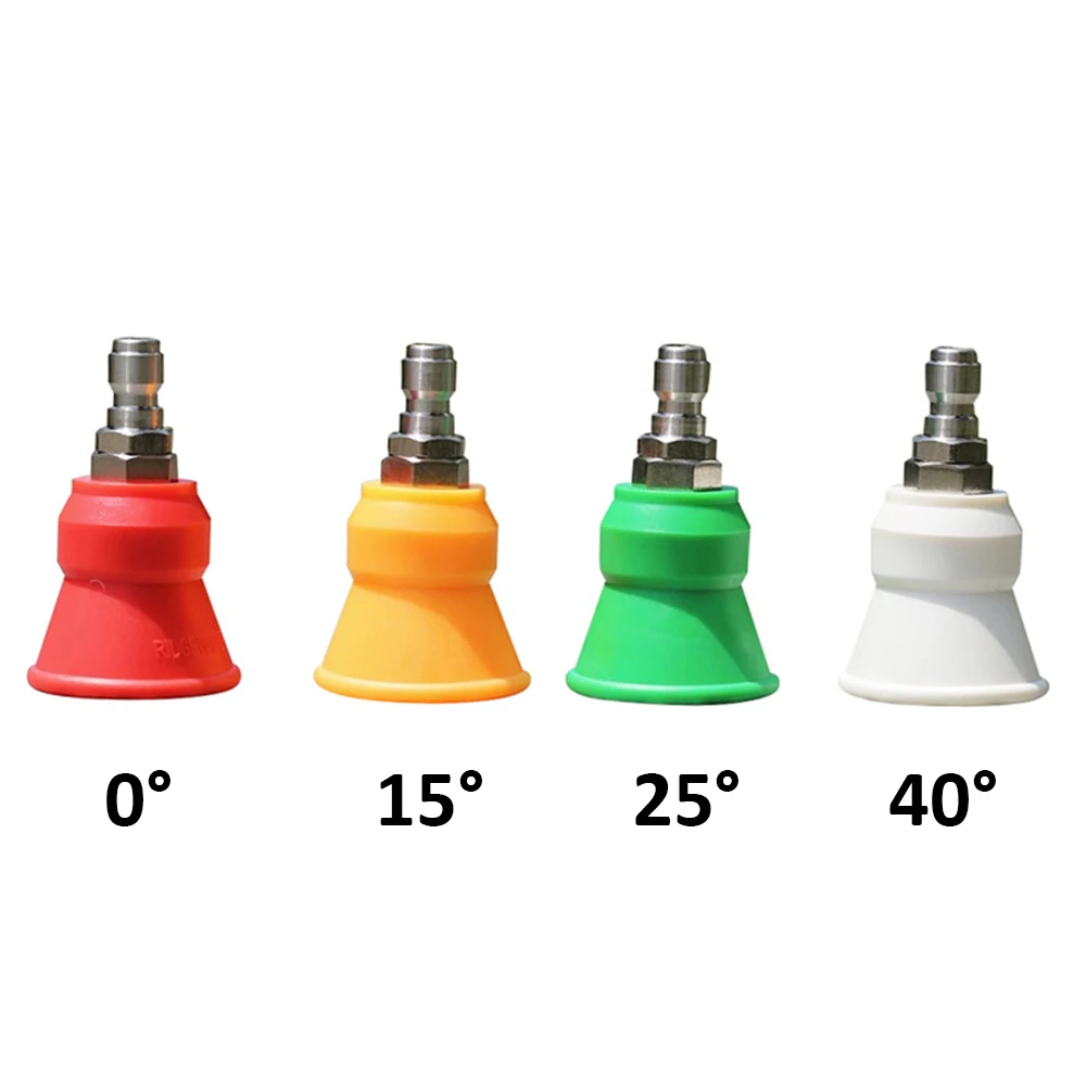 

Splash Proof Sheath Nozzle Stainless Steel, 1/4 Quick Plug High-Pressure Water Gun Nozzle, Soft Rubber Sleeve Fan Nozzle