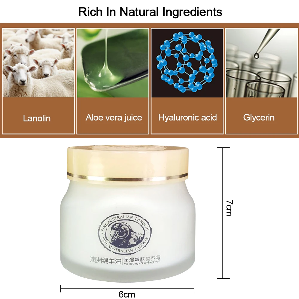 Laikou New Cream Sheep Placenta Cream Contains Hyaluron Acid Aloe Vera Curacao Skin Care Australian Lanolin Oil 90g