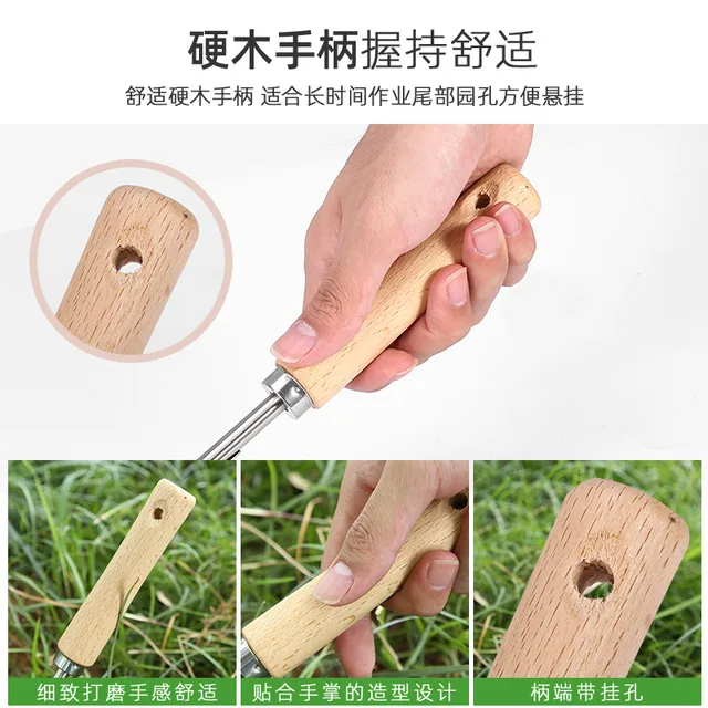 Fa Fogantyú Rozsdamentes Csillag Kerti Gyomok Átadott Eltávolító Vágóhullámú Szerszámok Multifunkció Weeen Transzflant Trátumok - Image 3