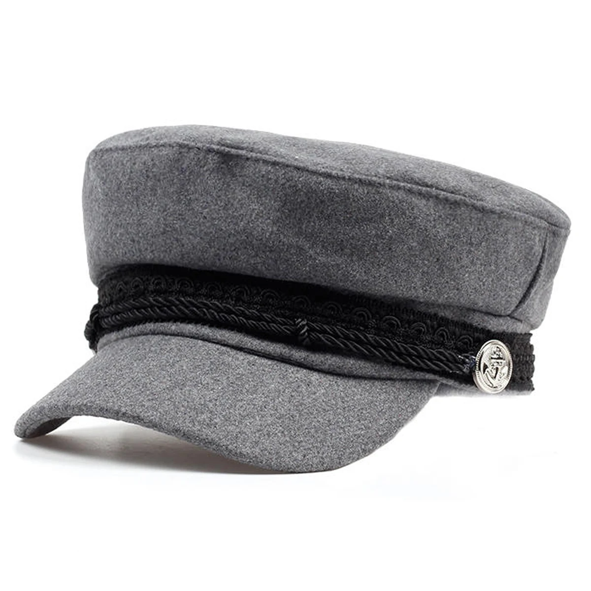 Fashion White Buckle Lace Army Cap Spring Autumn Sailor Hats Black Ladies Beret Caps Men Flat Top Captain Military Caps