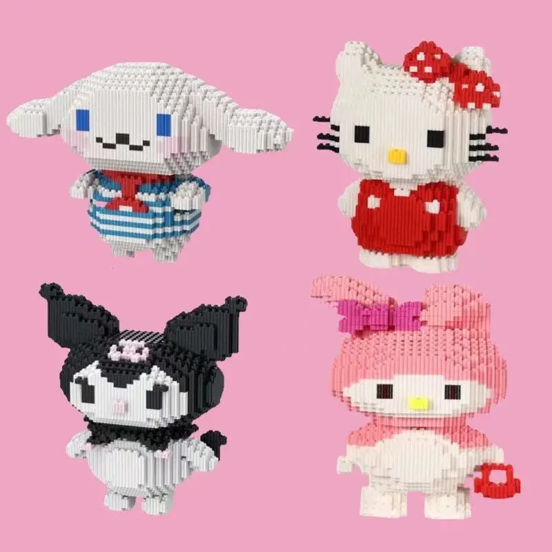

Sanrio Kawaii аниме Cinnamoroll Kuromi Мелоди Hello Kitty мелкие частицы экшн-фигурки строительные блоки головоломки модели игрушки пазл