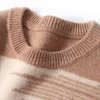 New Autumn Winter Thick Warm Cashmere Sweater Men's Round Neck Knitted Pullover 100% Merino Wool Contrasting Menswear 6