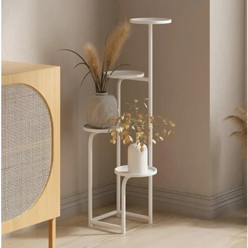 Nordic Creative Flower Stand Iron Plant Shelf Balcony Minimalist Floor Standing Pot Holder Stylish Display Rack for Succulents