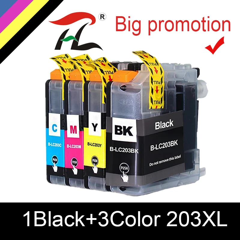 Brother LC203 Ink Cartridge Set - Black, Cyan, Magenta, Yellow 4-Pack For Printers