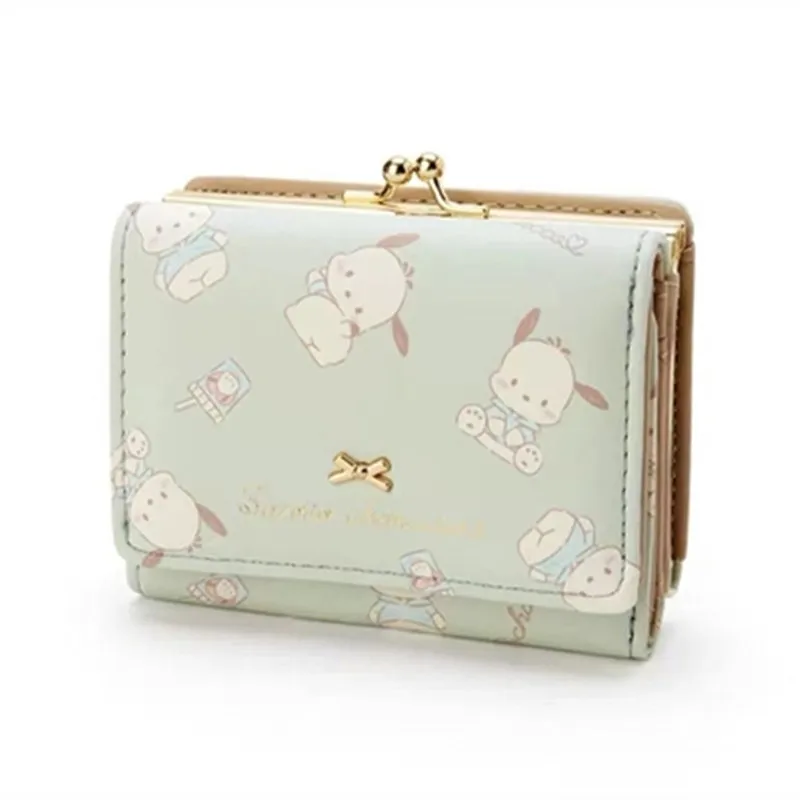 

Pochacco Dog Cute Wallets for Women Green Purse Leather Small Short Wallet Cartoon Anime Kawaii Purses Ladies Money Clips