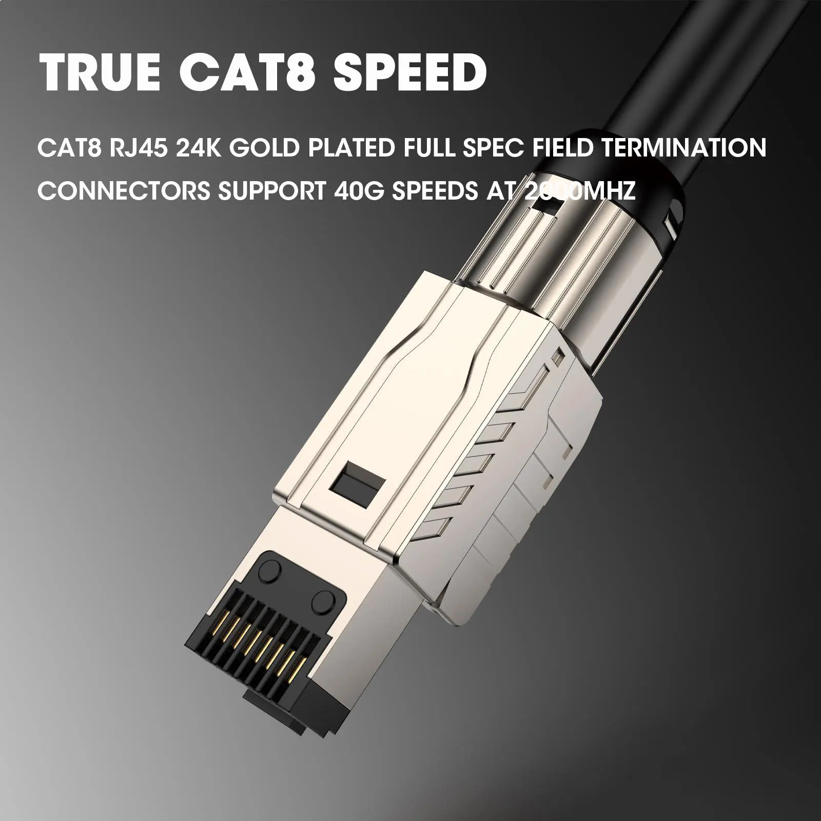 ZoeRax RJ45 Cat8 Cat7 Cat6A Connectors RJ45 Metal Tool Free Easy Termination Plug 2000MHz 40G LAN Cable 22AWG - 24AWG