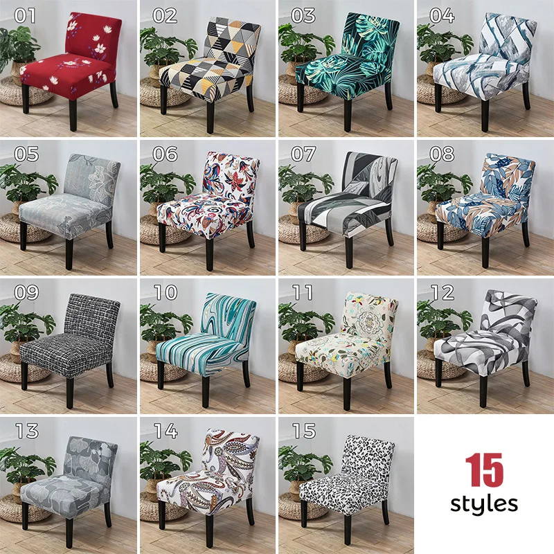 

Stretch Floral Printing Armless Chair Cover Solid Single Sofa Slipcover Nordic Accent Chair Covers Elastic Couch Protector Cover