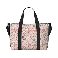 Custom Funny Nurse Pattern Grocery Tote Shopping Bag Women Big Capacity Health Nursing Beach Gym Travel Bags 2