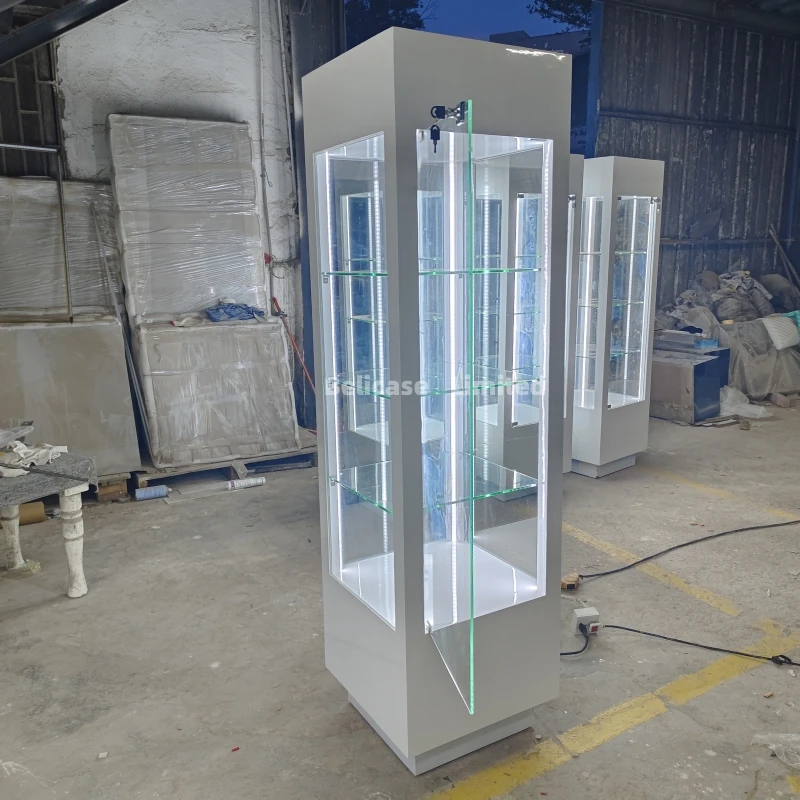 맞춤형. 소매 상점 창문 쇼케이스, 잠금 가능 유리 vitrine 보석 상점 쇼케이스, LED 조명