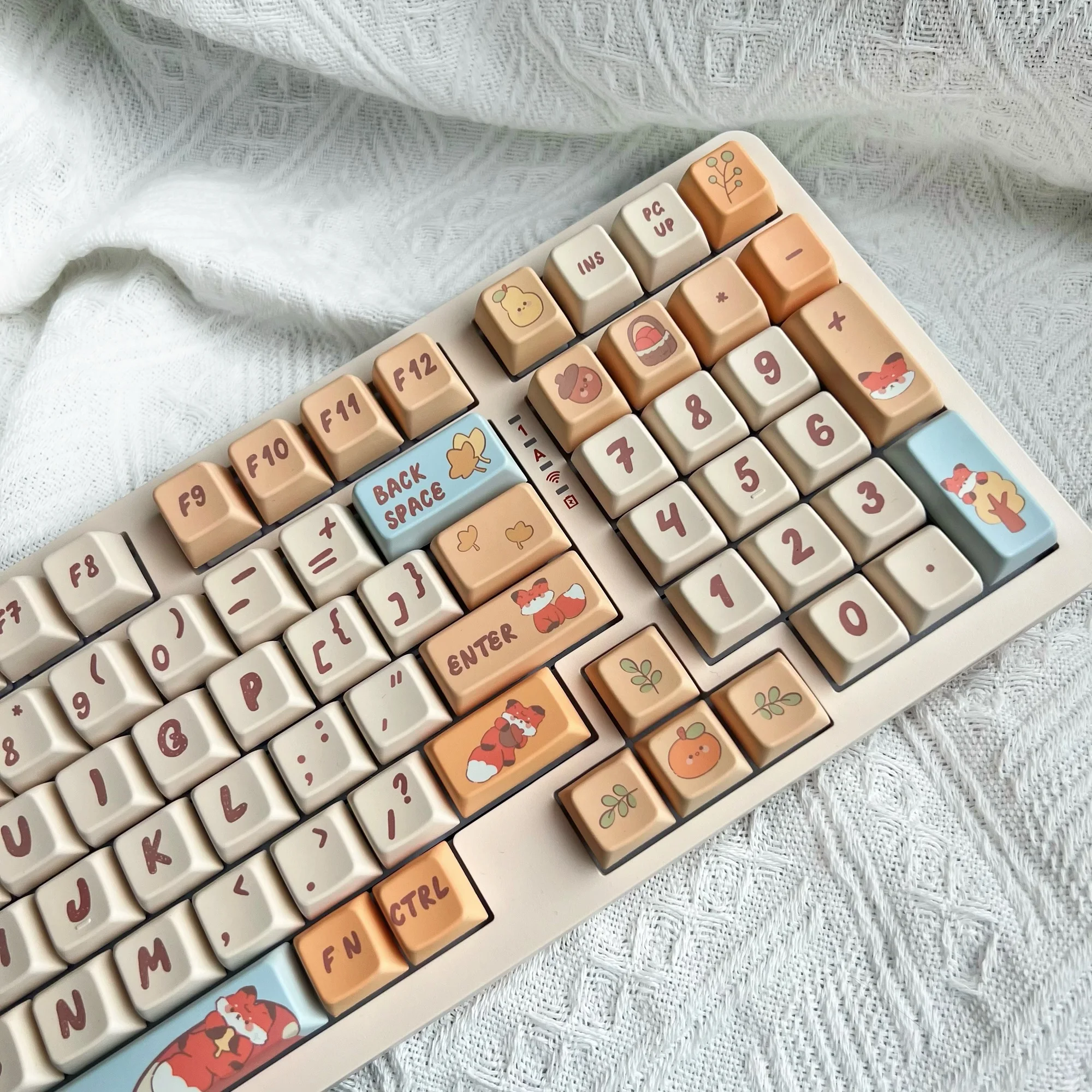 Desenhos Animados Fox Keycap para Teclado Mecânico Cogumelo Bege Altamente Alaranjado Pequeno Animal Pbt Bonito Faça Você Mesmo Keycap 142 Teclas Kca Mda