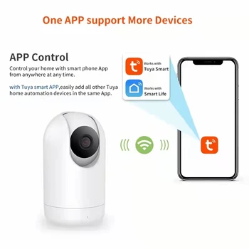 Tuya Smart Indoor Home Security Camera, Visão Noturna, Wi-Fi, Bebê Velho, Babá, 2MP, HD, 360 Graus
