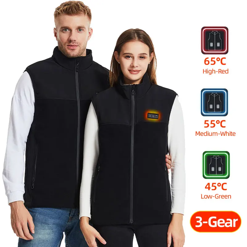 Fleece Heated Vest Men Usb Rechargeable Electric Self Heating Vest Women Warming Heated Jacket Outdoor Hunting Heating Clothing 4