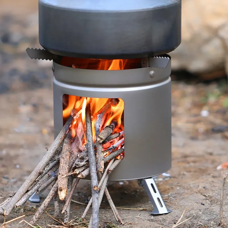 

Tiatanium Camping Stove Ultralight Outdoor Folding Stove Wood Burning Stove Camping Pot Holder BBQ Firewood Bracket