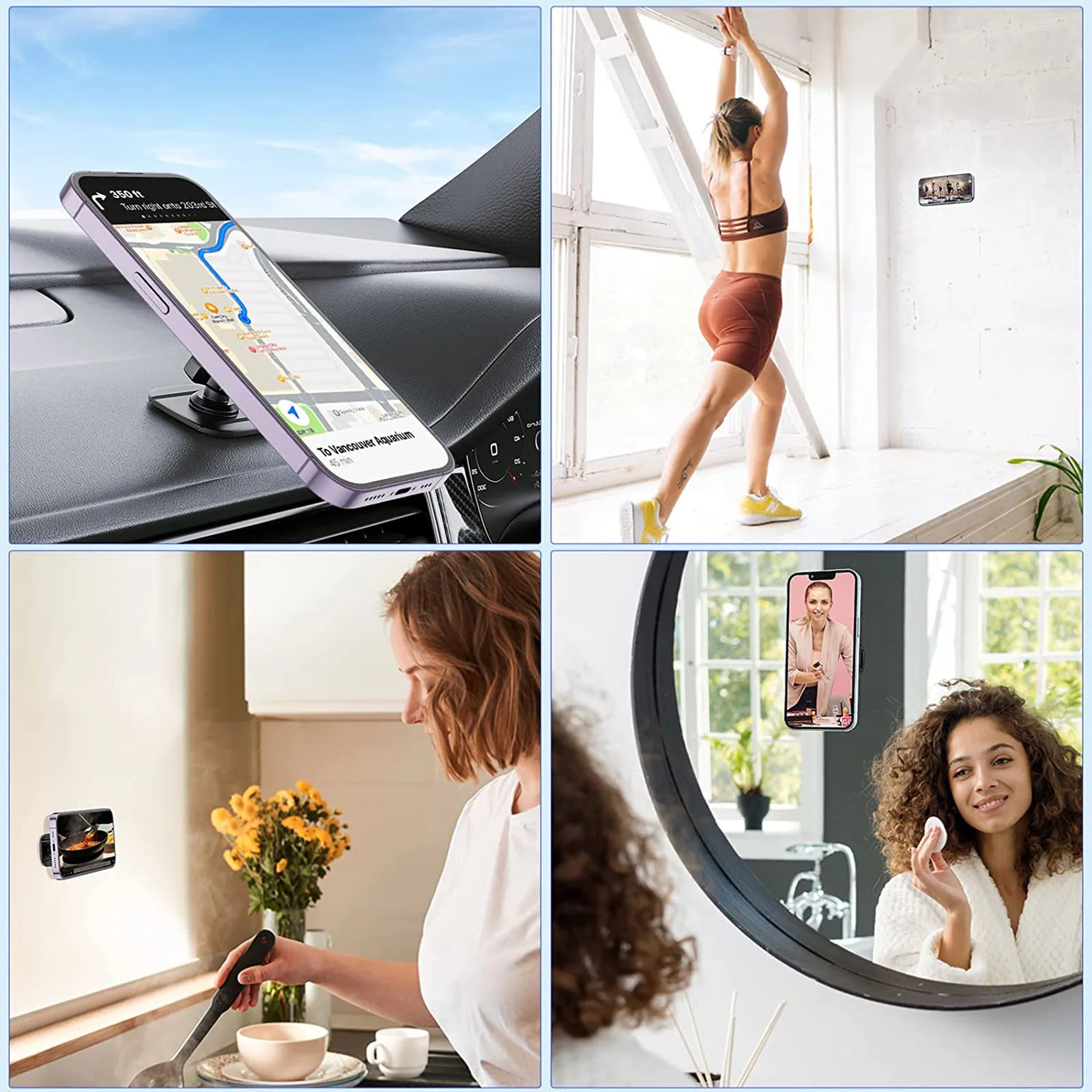 VRIG 차량용 강력한 부착 마그네틱 휴대폰 홀더, 아이폰 14, 13, 12, 화웨이, 삼성용, 15N 강력한 자석, 쉽게 설치, MG-06