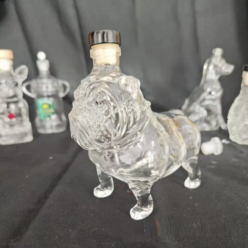 Carafe à Whisky Humoristique - Bouledogue Français En Verre Transparent Avec Geste - 18x13x13 Cm - Idéal Cadeau