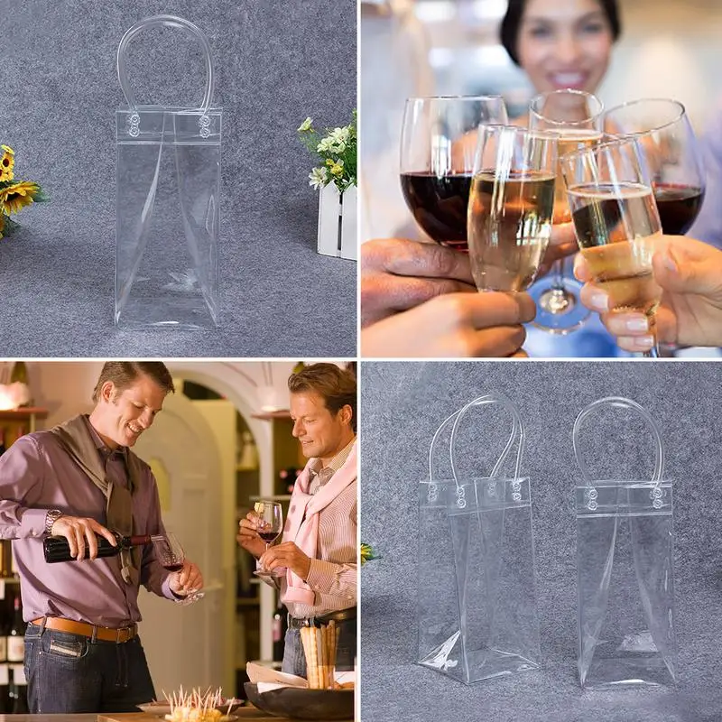 1pc Transparent Ice Bag Wine Beer Champagne Bucket PVC Leakproof Ice Bag Beer Chiller Cooler Portable Liquor Ice-Cold Tools