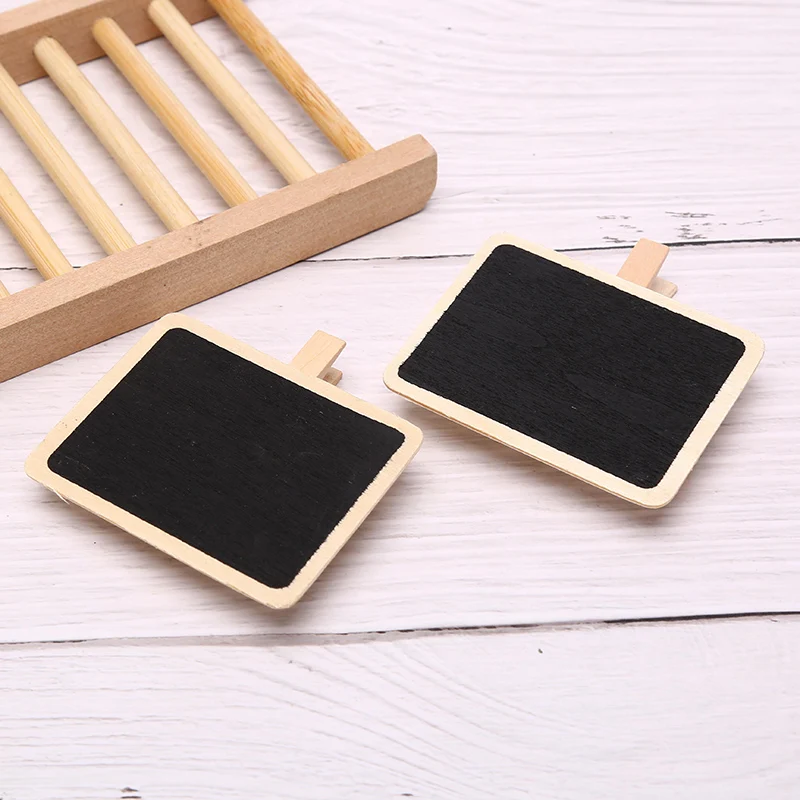 10 Mini blackboard wood message slate rectangle clip clip panel card memos label brand price place number table