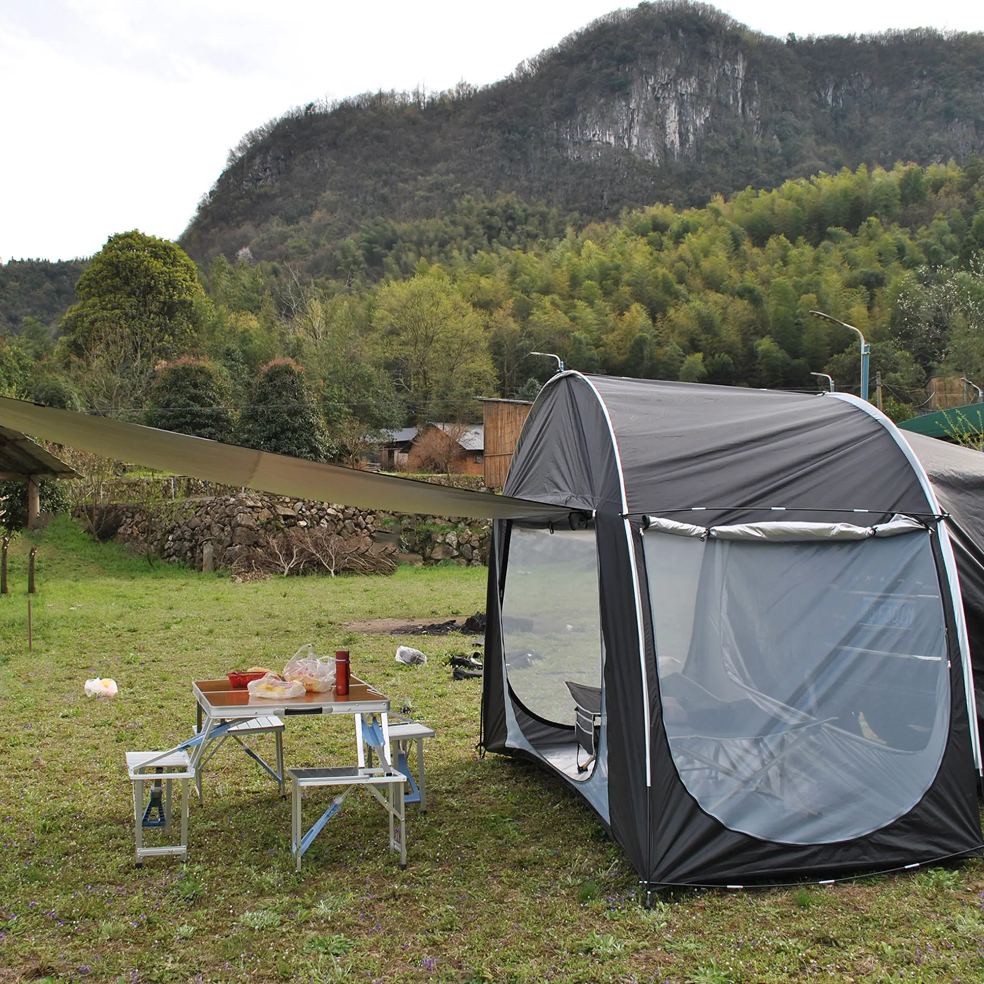 Tailgate Tent for SUV Car, Hatchback Car Tents for Camping, Van Tail Tent 3-4 Person, 7 Feet Height, Enough Headroom