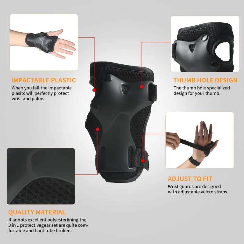 6Pcs/Set Elbow Knee Pads Skating Protector Skateboard Bicycle Sports Protective Gear Riding Roller Wrist Guard Kids Adults BMX 4 6Pcs/Set Elbow Knee Pads Skating Protector Skateboard Bicycle Sports Protective Gear Riding Roller Wrist Guard Kids Adults BMX - Billede 4