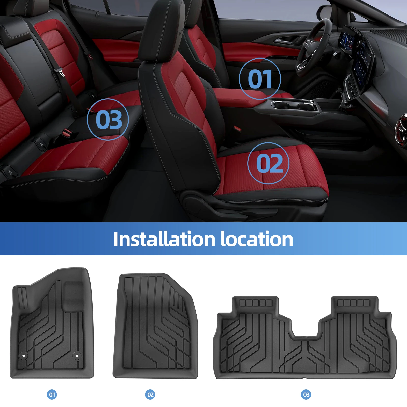 For Chevy Equinox EV 2025 TPE 3D Car Floor Mats Trunk Pad Waterproof Protective All Weather Black - View #12
