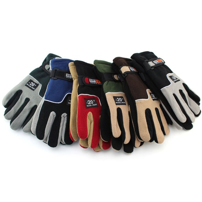 -20â Winter Warm Fleece Gloves Men Thermal Cycling Snow Thick Gloves Polar Fleece Mittens For Male Snow Sports Windproof Gloves