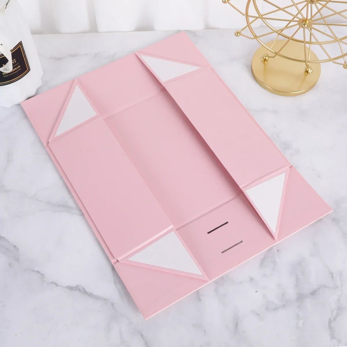 1Pc Golden Ribbon Gift Box with Satin Bow, Folding Jewelry Display Case, Collapsible Ca... - SKU GRGB1035 - UGI Packaging