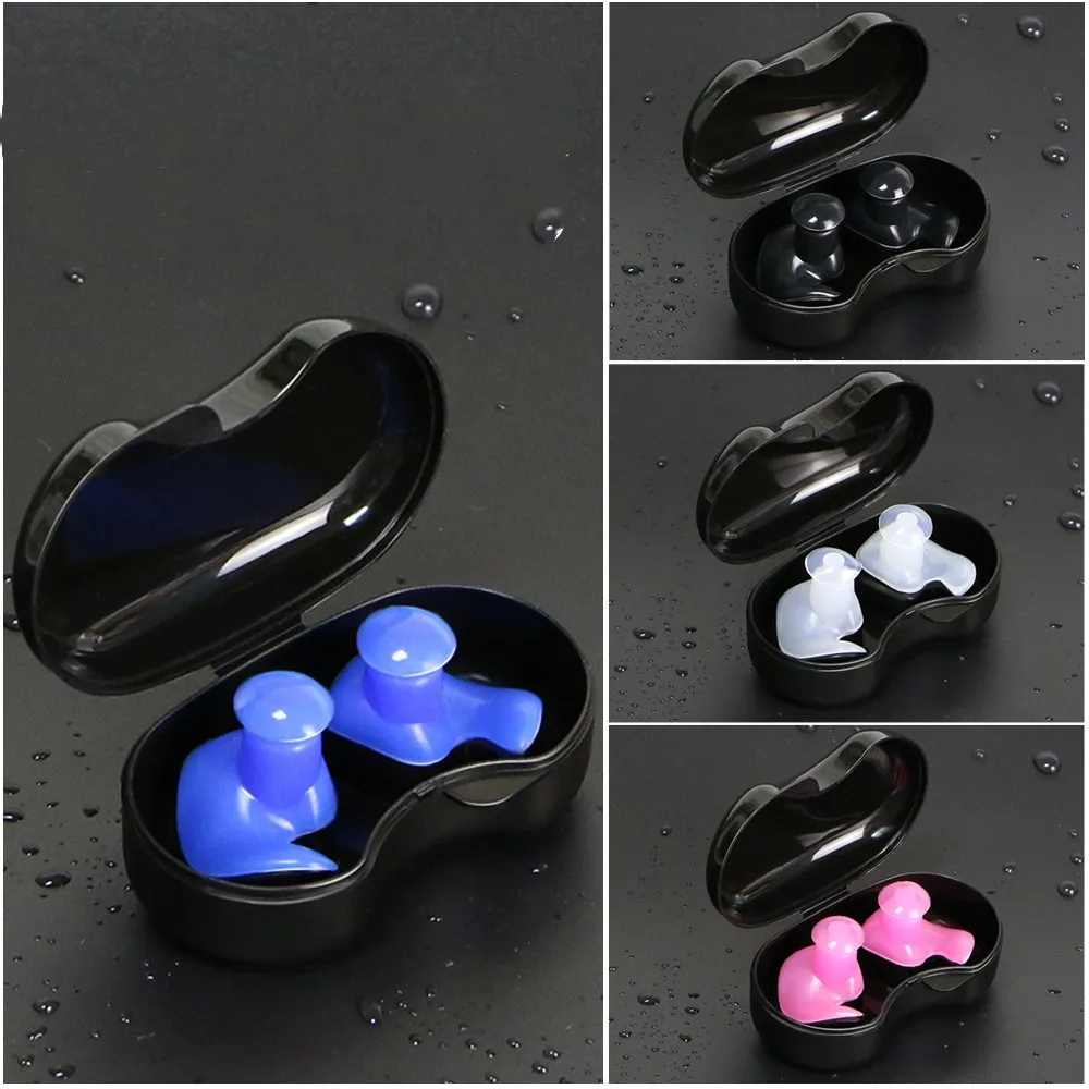 Soft Swimming Earplugs Nose Clip Case Protective Waterproof Noise Prevention Ear Plug Adult Children Silicone Swim Dive Supplies 2