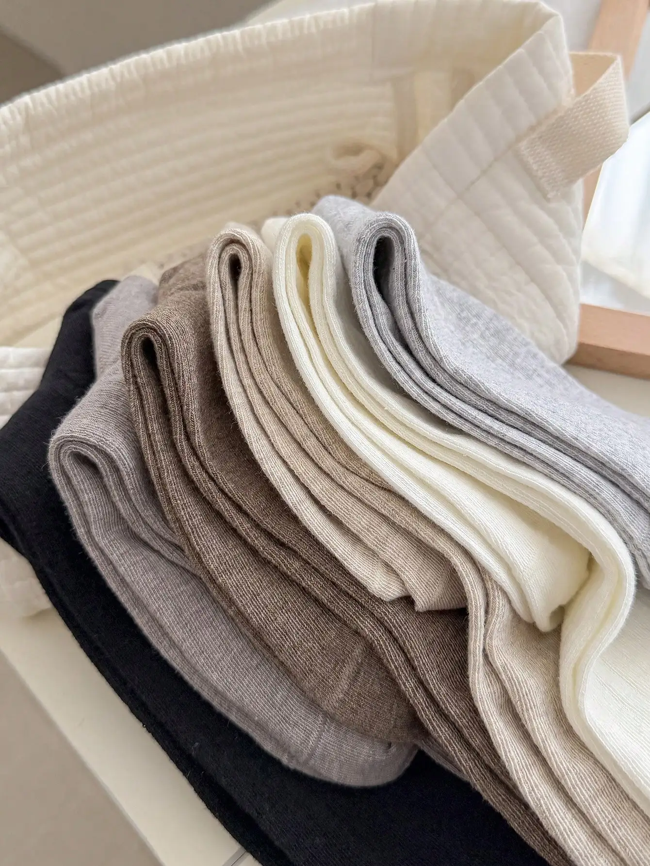Damenstrümpfe Neue Mode Frühling Sommer Dünne Einfarbige Baumwoll-Langsocken für Frauen Klassische Weiße Socken – Detail 3