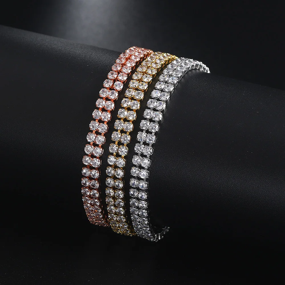 Kpop Tennis Bracelet for Teen Girl Double Row Zirconia Gold Color Adjustable Chain On Hand Gifts Trendy Woman Jewelry 2024 H217