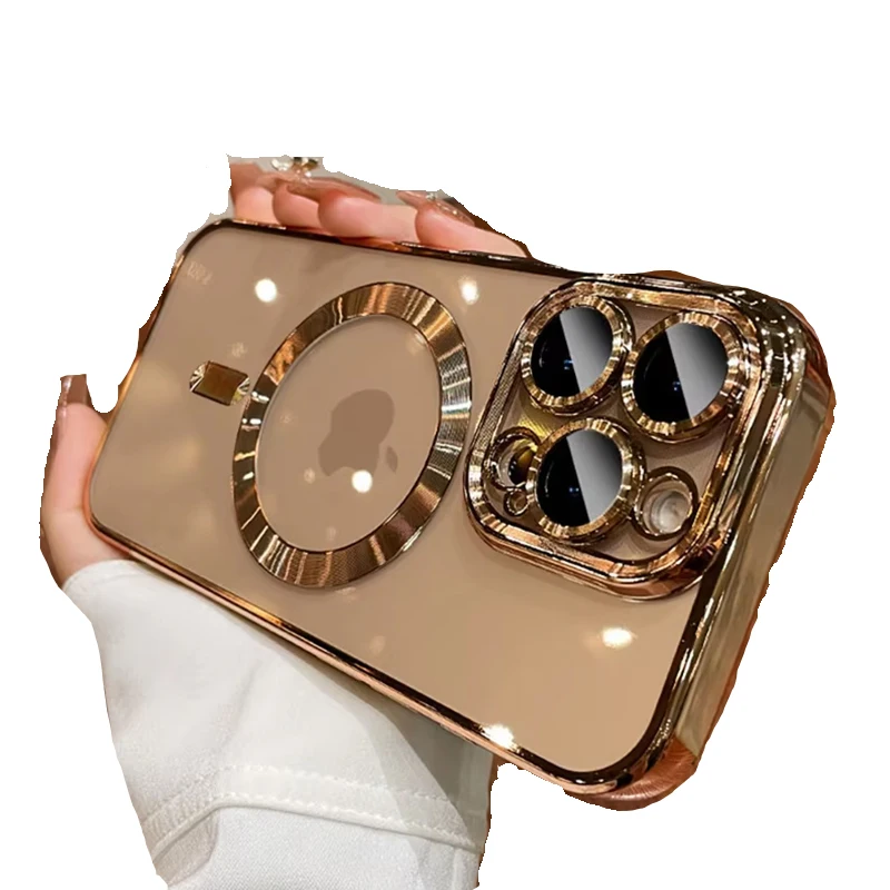 Premium Desert Gold MagSafe Phone Case - Clear Magnetic Lens Protection & Soft Cover Design