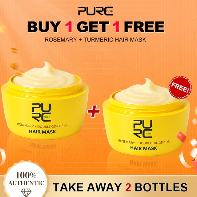 PURC Ginger Rosemary Hair Mask Smoothing Repair Damaged Frizz Deep Conditioning Hair Care Buy One Get One Free