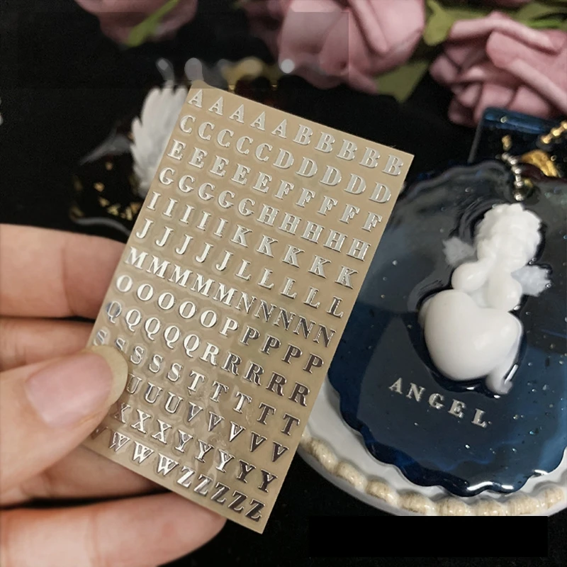 Decorative Stickers 5Pcs 3mm Alphabet Letters Chunky Glitter Epoxy Resin UV Epoxy Resin Fillings