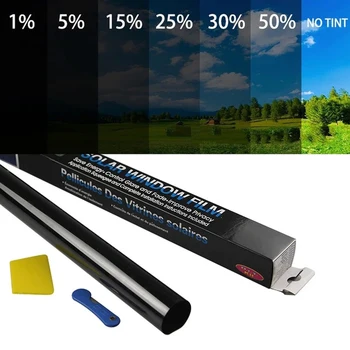 50x300cm Black Car Window Flim Privacy Sun Blocking Anti UV Window Tint Opaque Window Film Sticker for Car Bedroom Restroom 1