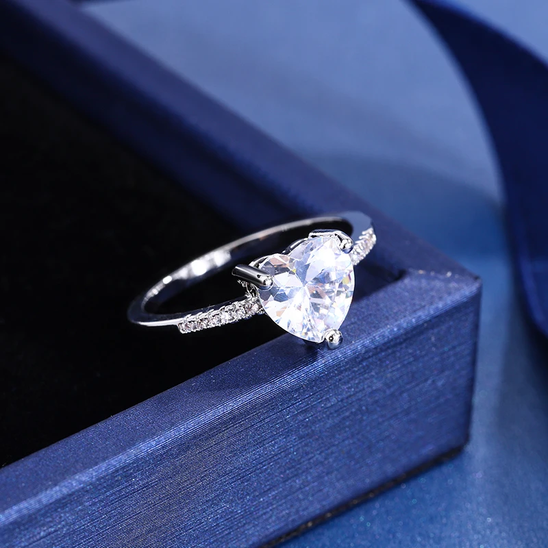 Bague Coeur Argent Massif Avec Jais/zirconium - Taille 52 - Bague Love Vintage