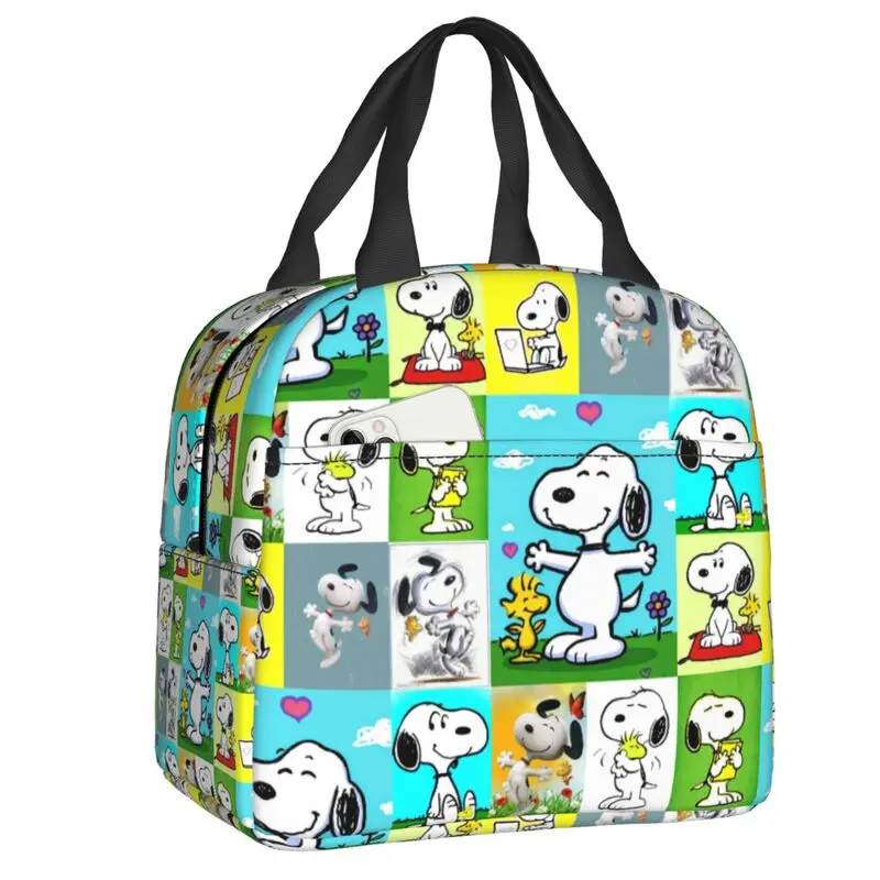 

Cartoon Snoopy Insulated Lunch Bag for School Office Portable Thermal Cooler Bento Box Women Kids Food Container Tote Bags