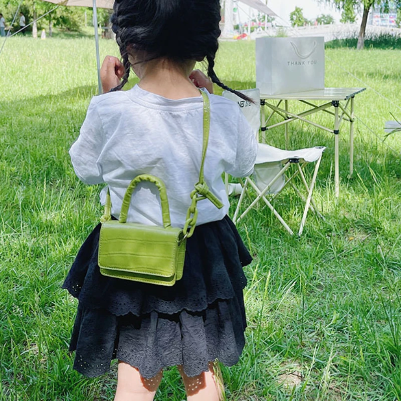 Children Fashion Bags 2022 New Candy Solid Color Girls Messenger Bag Crocodile Handbag Small Shoulder Bag Hot