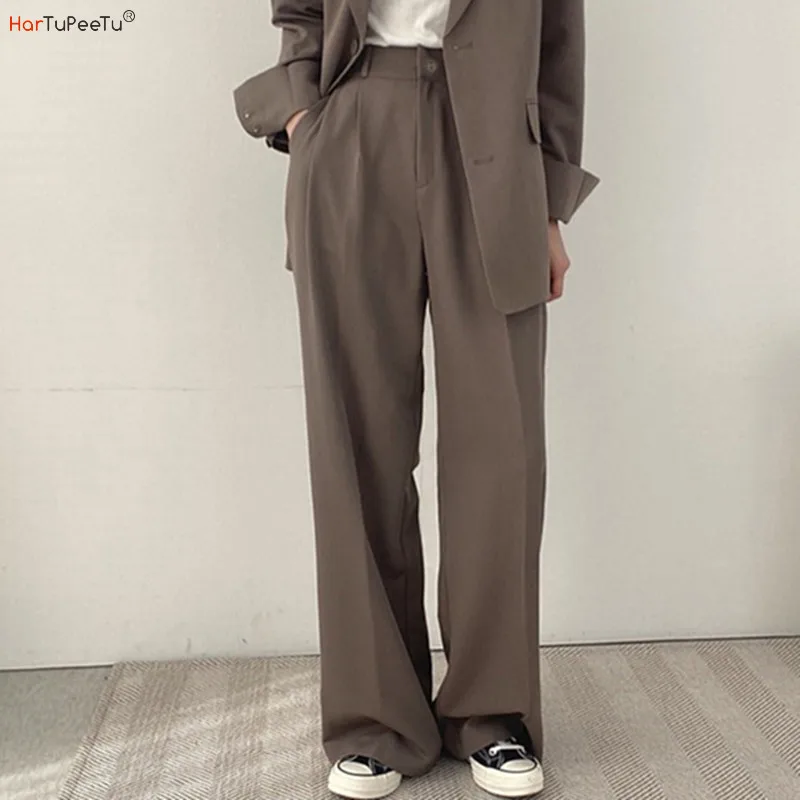 High Waist Wide Leg Pants Women Draped Tailored Trousers Spring Autumn Loose Thin Pockets Office Lady Full Length Workwear high waist wide leg pants women draped tailored trousers spring autumn loose thin pockets office lady full length workwear