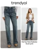 Trendyol TYZA Women's 100% Cotton Denim High Waist Jeans New Spring Autumn Wide Leg,Slim Fit Pants Casual Trousers 1