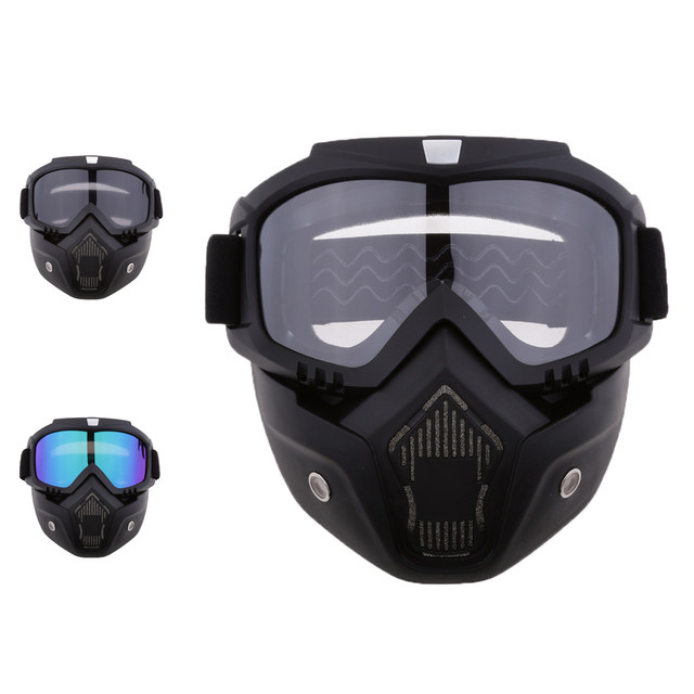Motorcycle Riding Protector Helmet Goggles Detachable Face Mask