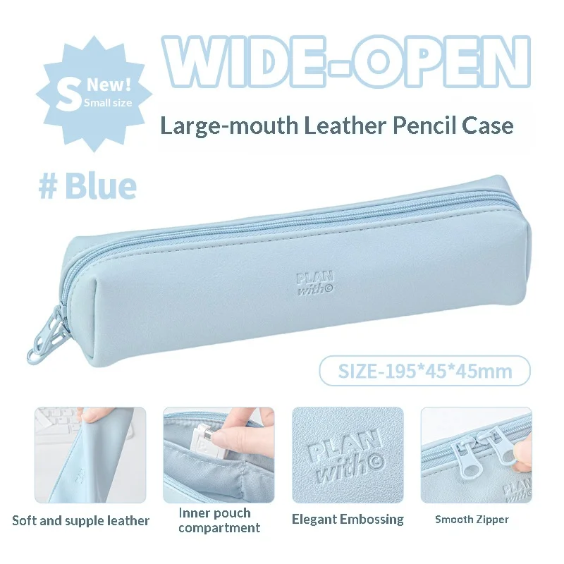 Compact Waterproof PU Leather Pencil Case - Durable and Easy to Clean Stationery Organizer