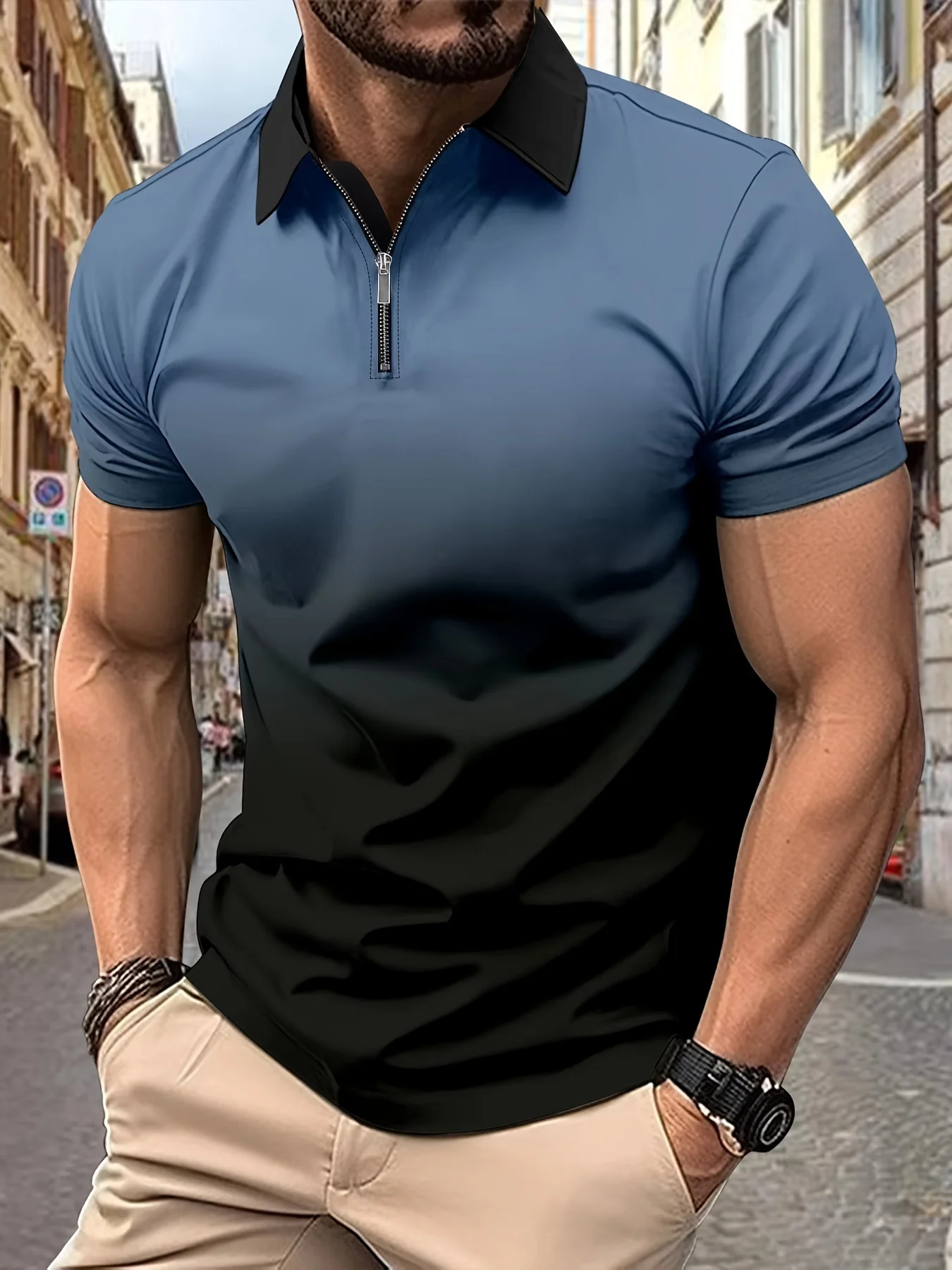 European And American Men’s Spring/Summer POLO Sweatshirt, Breathable, Fashionable And Casual Lapel Shirt