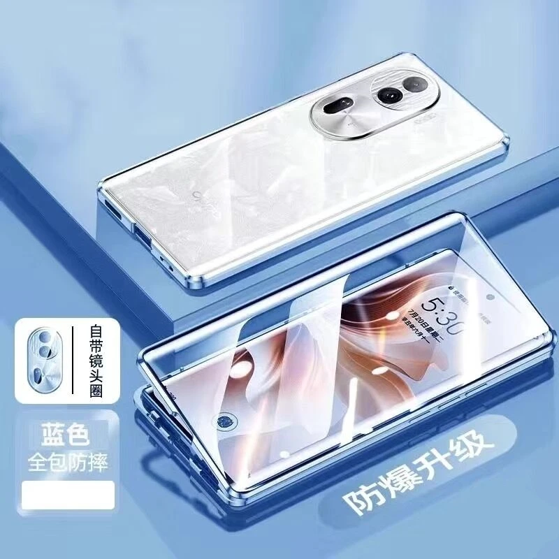 Coque Magnétique Complète 360° Verre Trempé Pour Oppo Reno 6 5G - Protection Avant/arrière - Noire