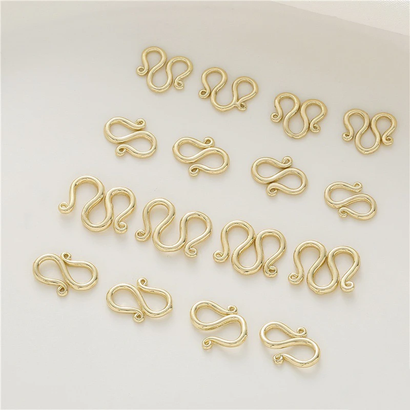 

10Pcs Gold Plated Brass Closure W Necklace Hook Clasps,Double S Connector Clasp For Bracelet Necklace Jewelry Making Accessories